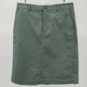 J.Crew Sage Green Cotton Chino Midi Skirt Size 10